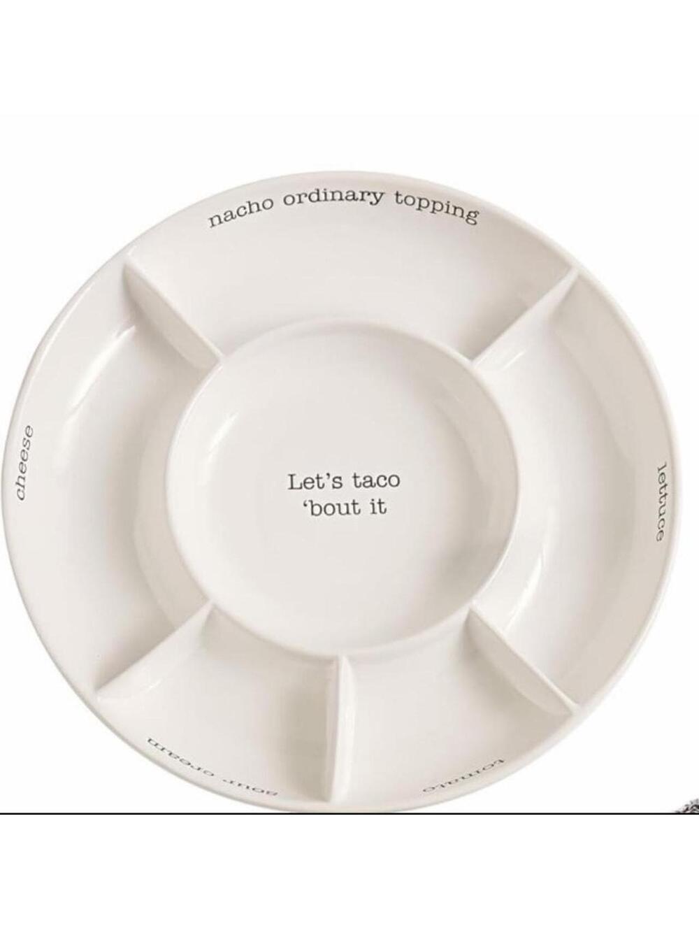 Mud Pie Taco Bar Condiment Serving Platter, White